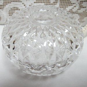 MIKASA Round Glass Trinket Ring Box Scalloped Edges Vanity Clear Glass Vintage